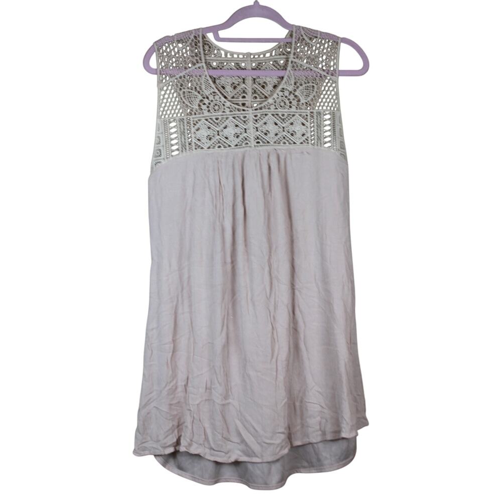 NWOT New Look Pink Boho Romantic Crochet Lace Yoke A-line Mini Dress